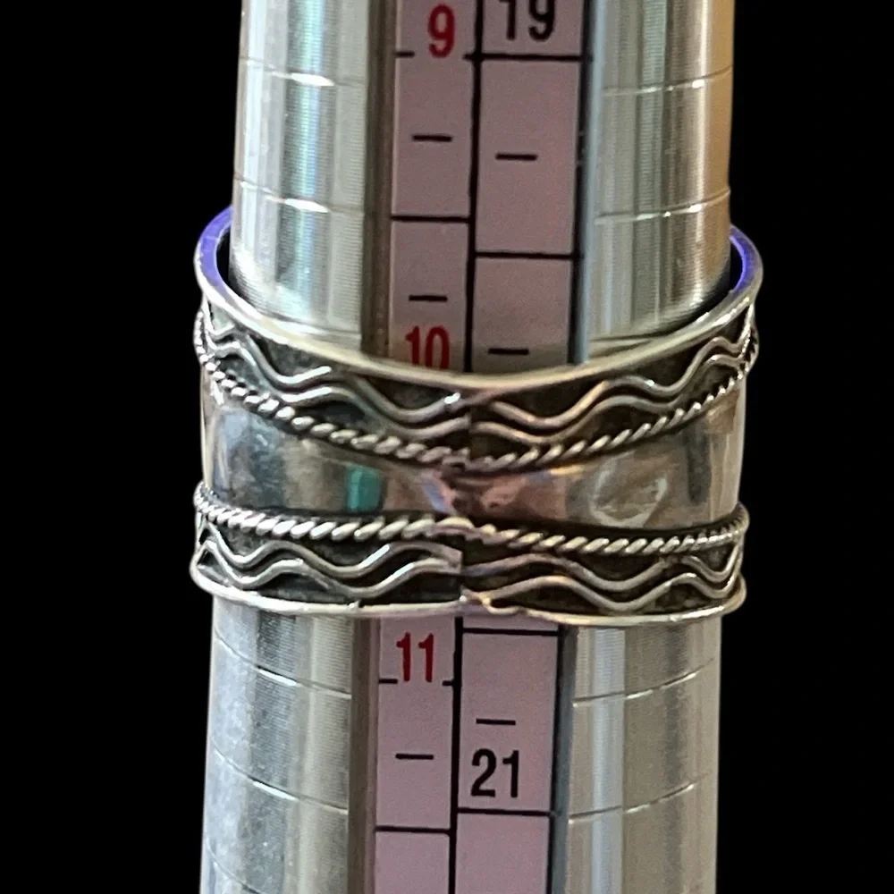 Vintage Bali 925 Silver Ring with Wave Design